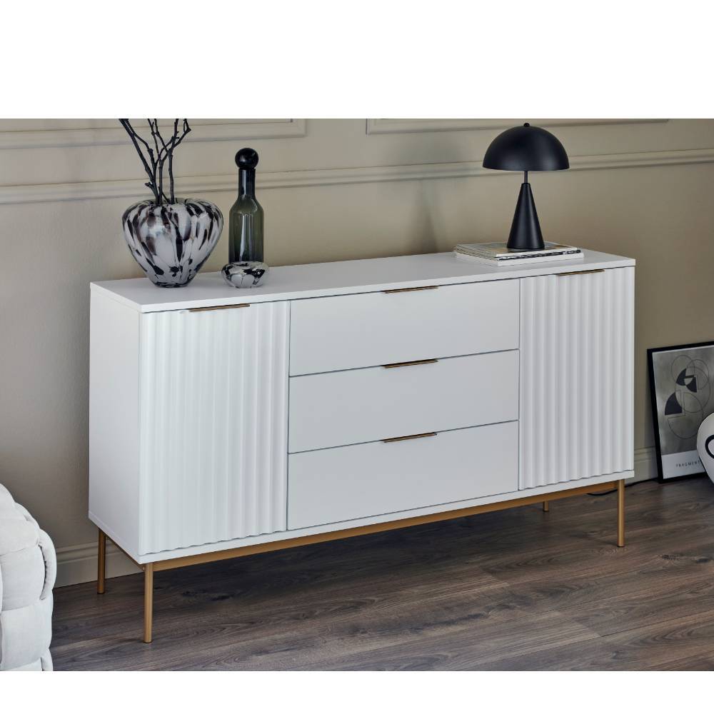 Design-Sideboard in Weiß und Gold - Varrion