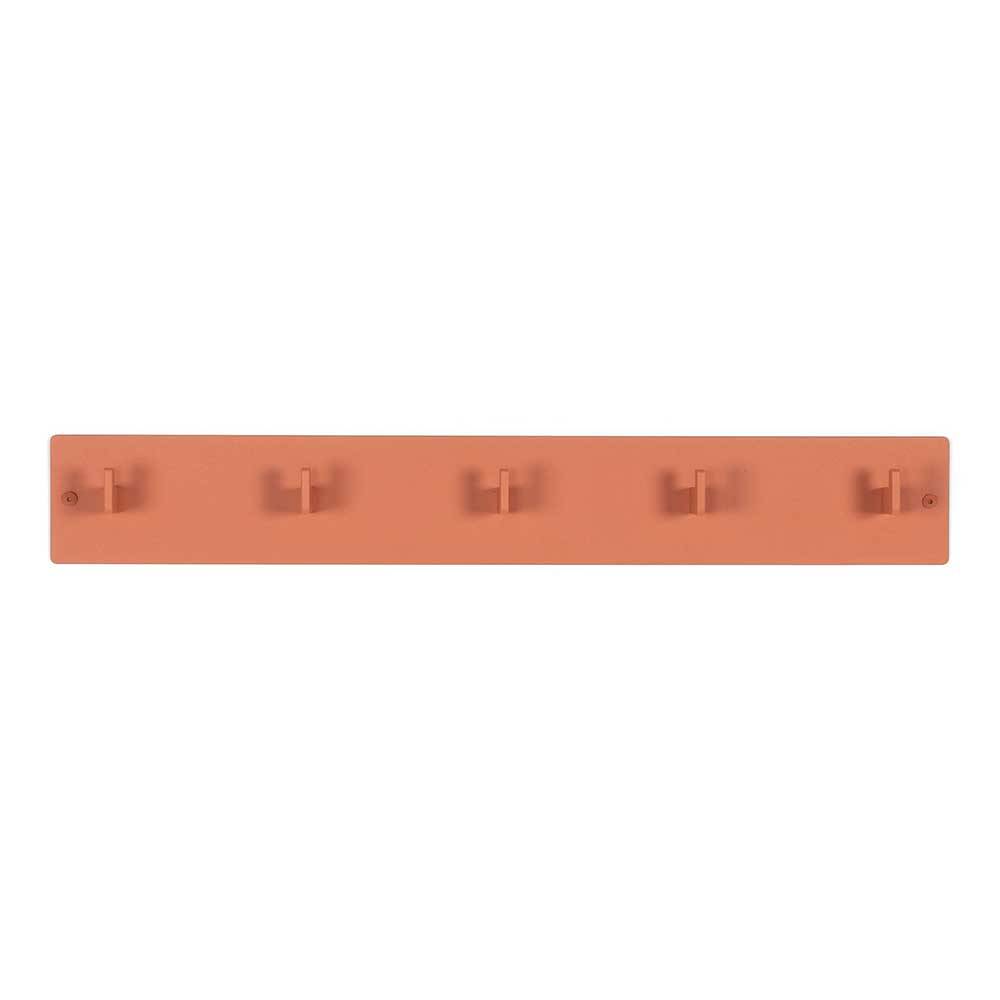Terracotta Wandgarderobenleiste aus Stahl mit fünf klappbaren Haken – Ranini