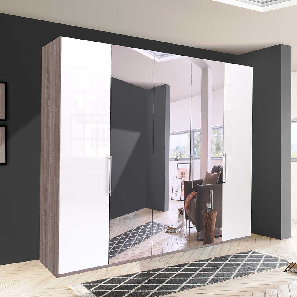 Schlafzimmerschrank mit Glasfront in Spiegel & Weiß - Empresian