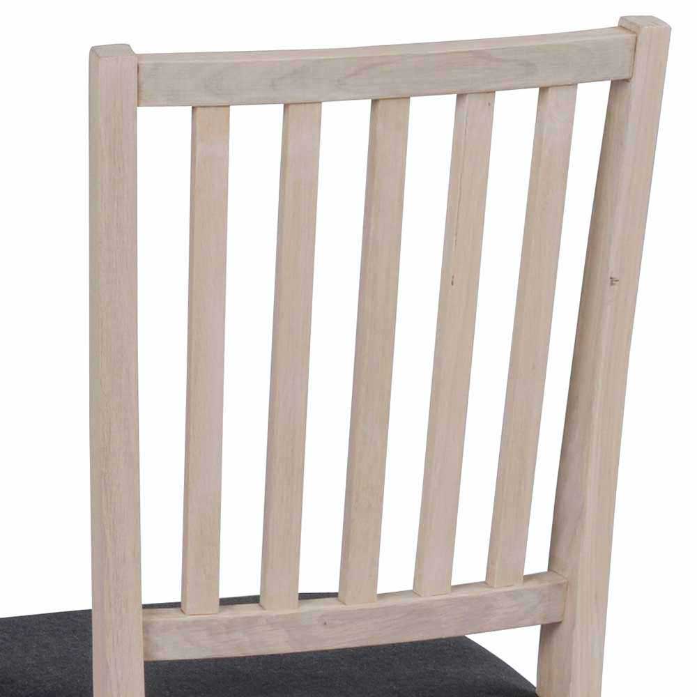Ovaler Esstisch Eiche White Wash & 4 Stühle Pessoa mit Webstoff Grau (fünfteilig)