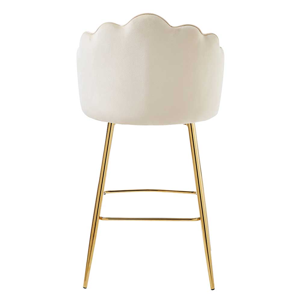 Barhocker mit Muschel-Lehne in Beige - Grovossa (2er Set)