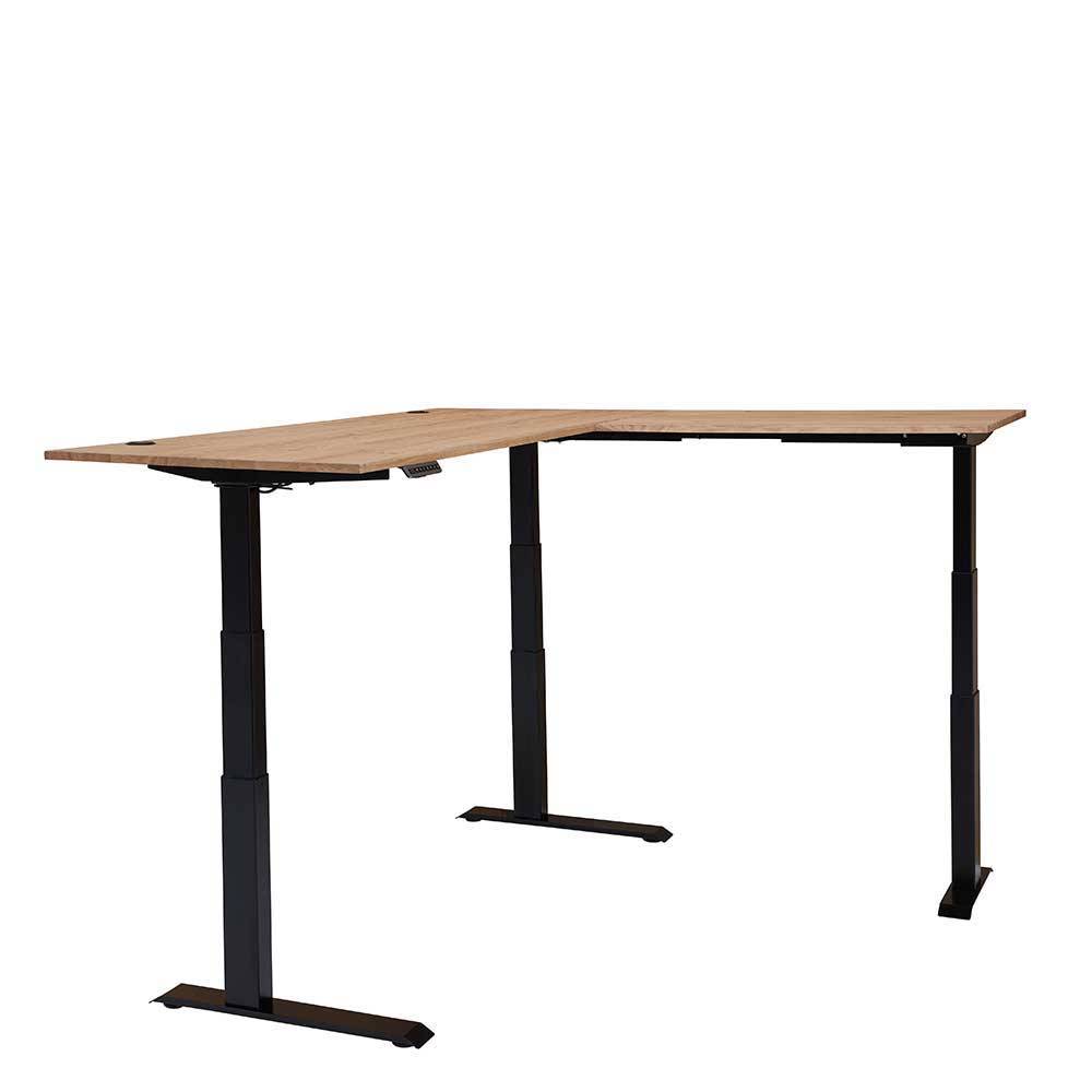 Winkel-Schreibtisch in Esche und Schwarz - Emly