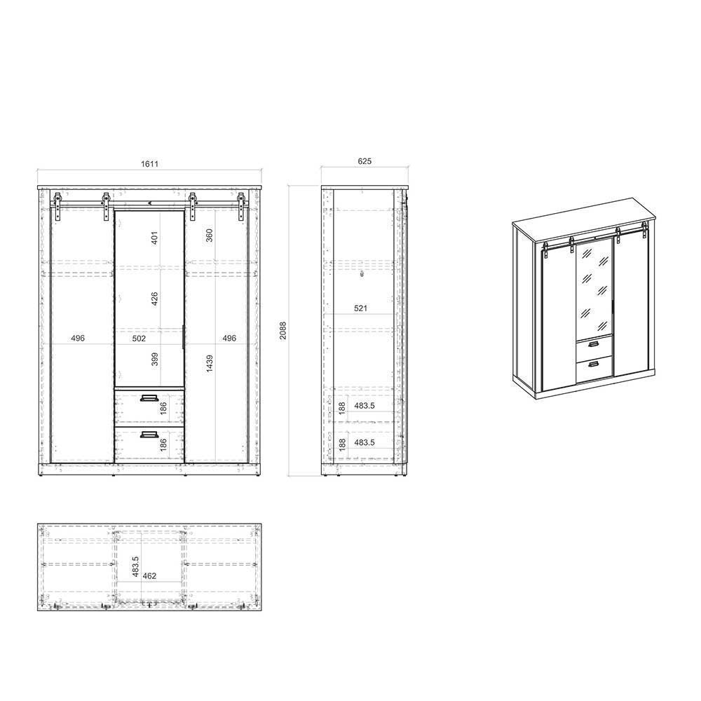 Schlafzimmer Möbel komplett in Weiß - Tramos (vierteilig)