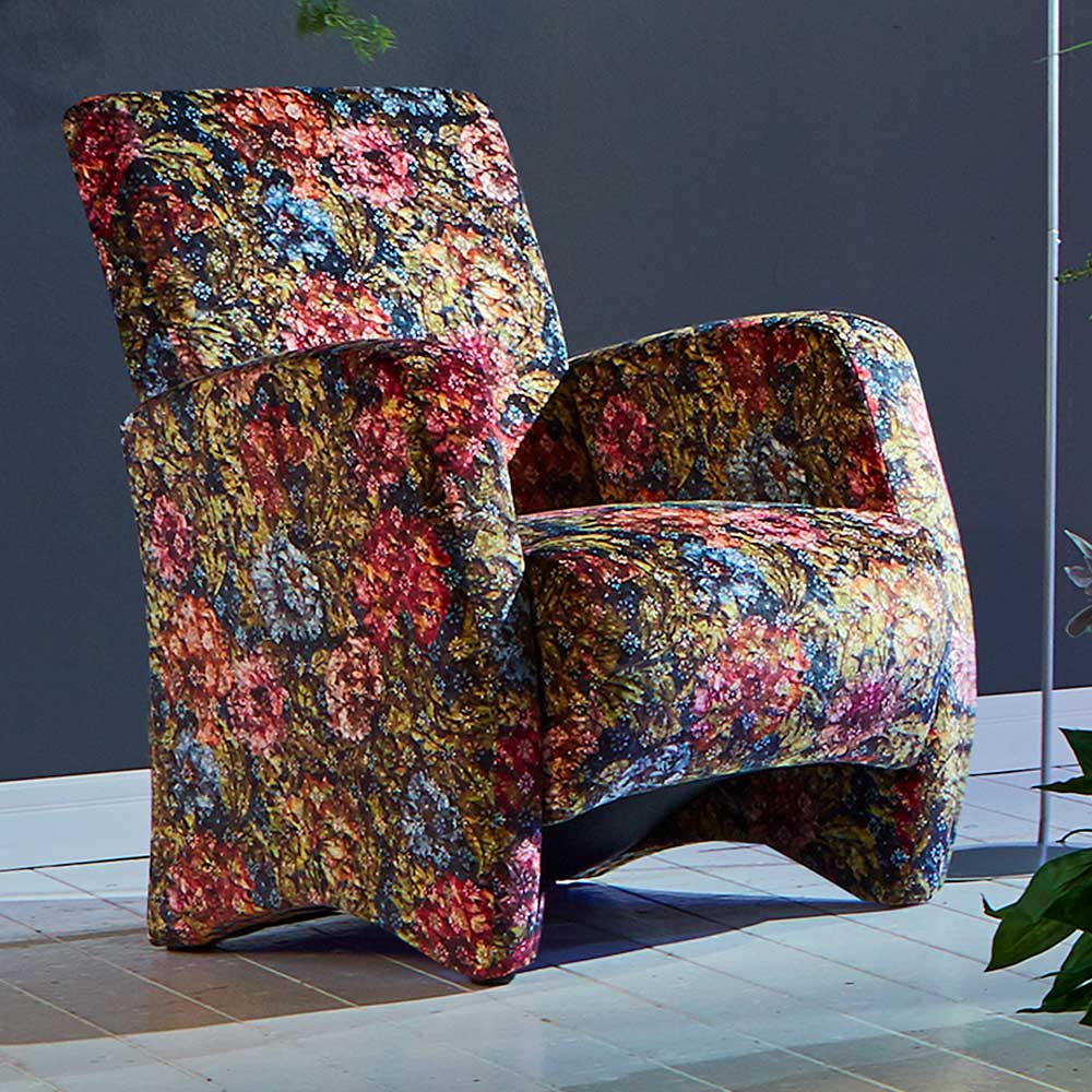Design Sessel mit Blumen Stoff bunt - Blumea