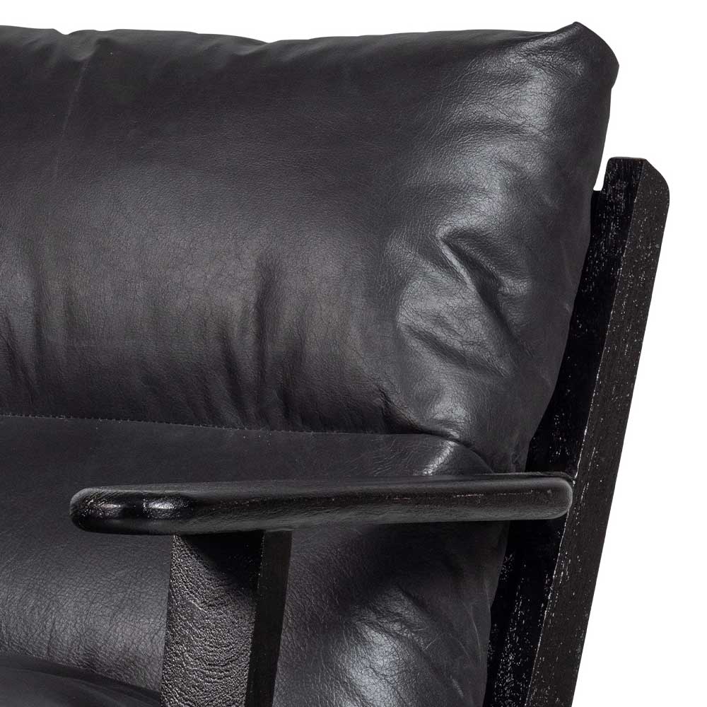 Retro Ledersessel in Schwarz - Monice