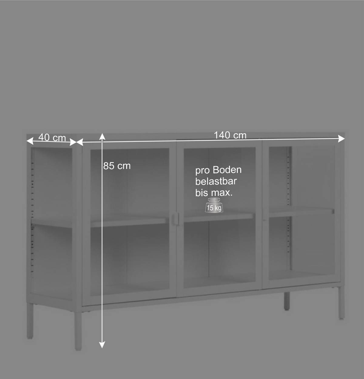 Sideboard-Vitrine in Weiß - Sancrez