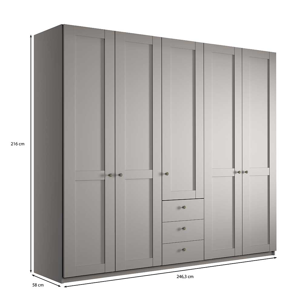 5-türiger Schlafzimmer-Schrank in Hellgrau - Ridonna