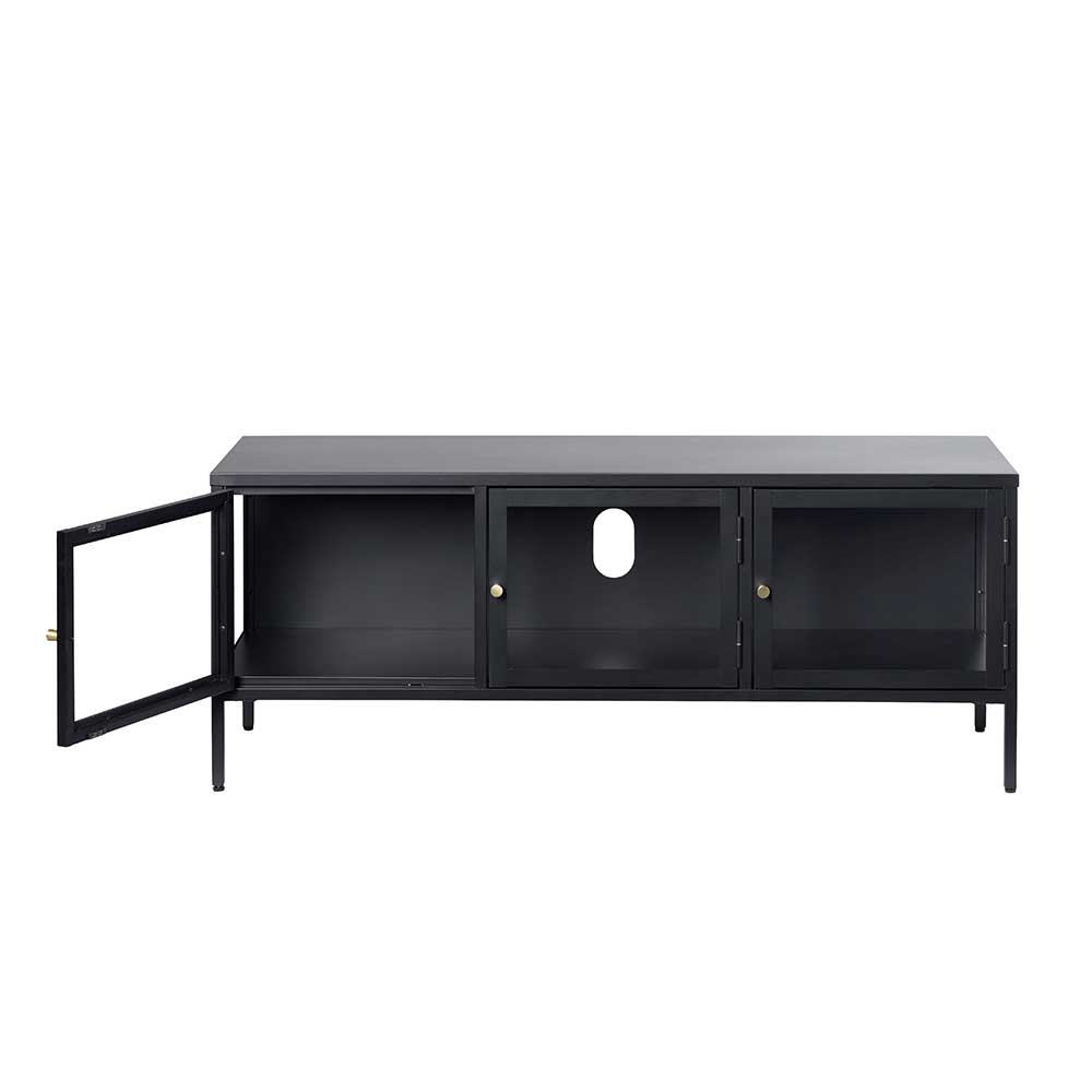 Metall Lowboard Vitrine in Schwarz - Feliz