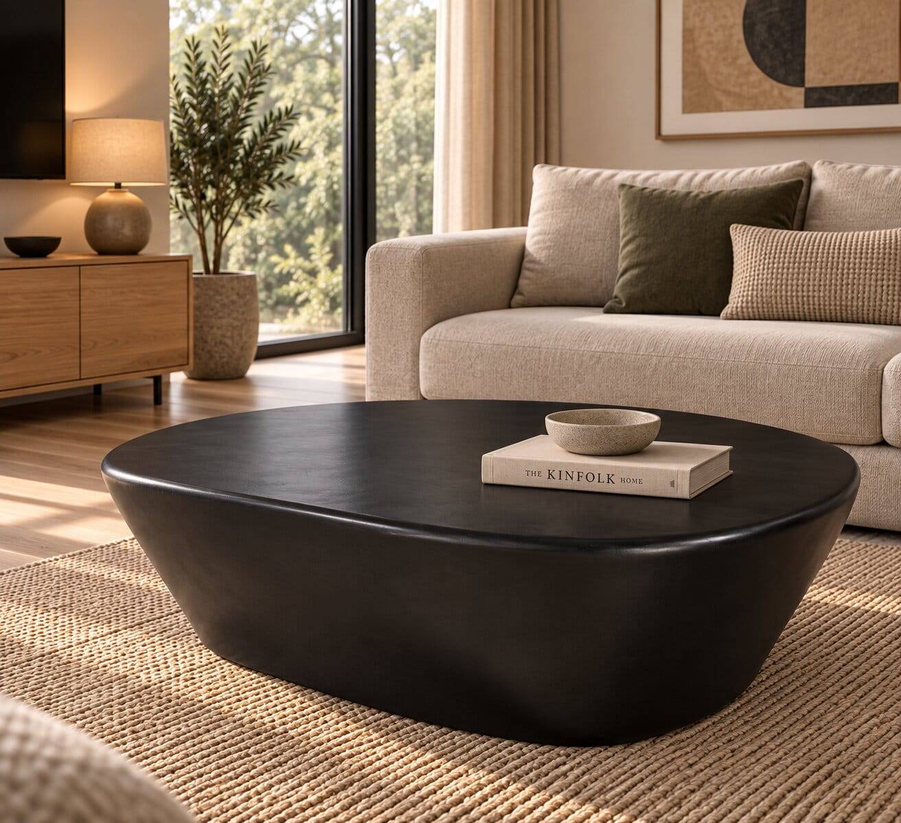 Schwarzer Couchtisch im Wankeldesign - Oglio