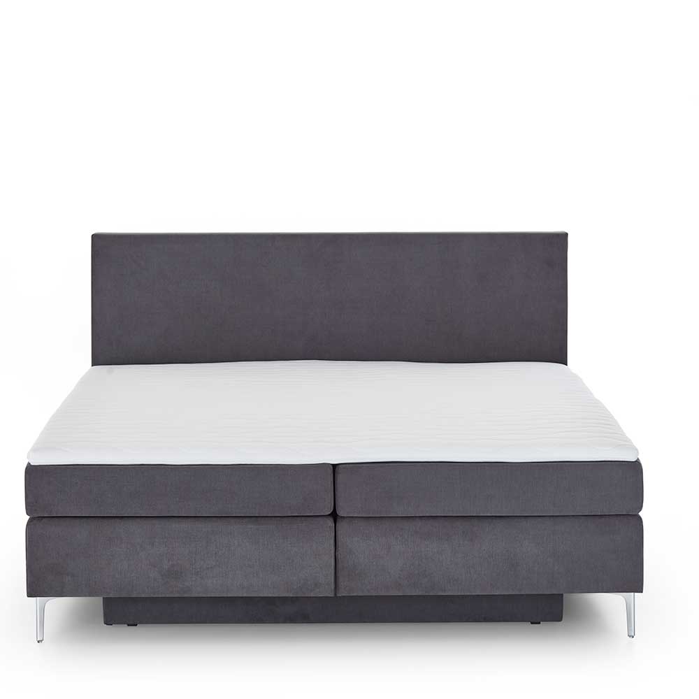 Dunkelgraues Boxspring-Bett mit Bettkasten - Jubby