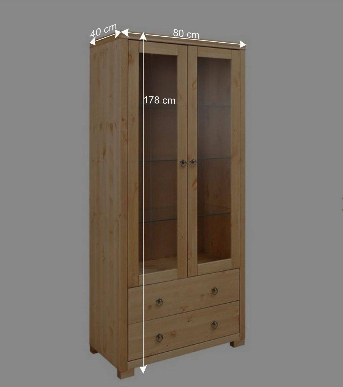 Geölte Holz Vitrine in Kiefer Natur - Vinidad