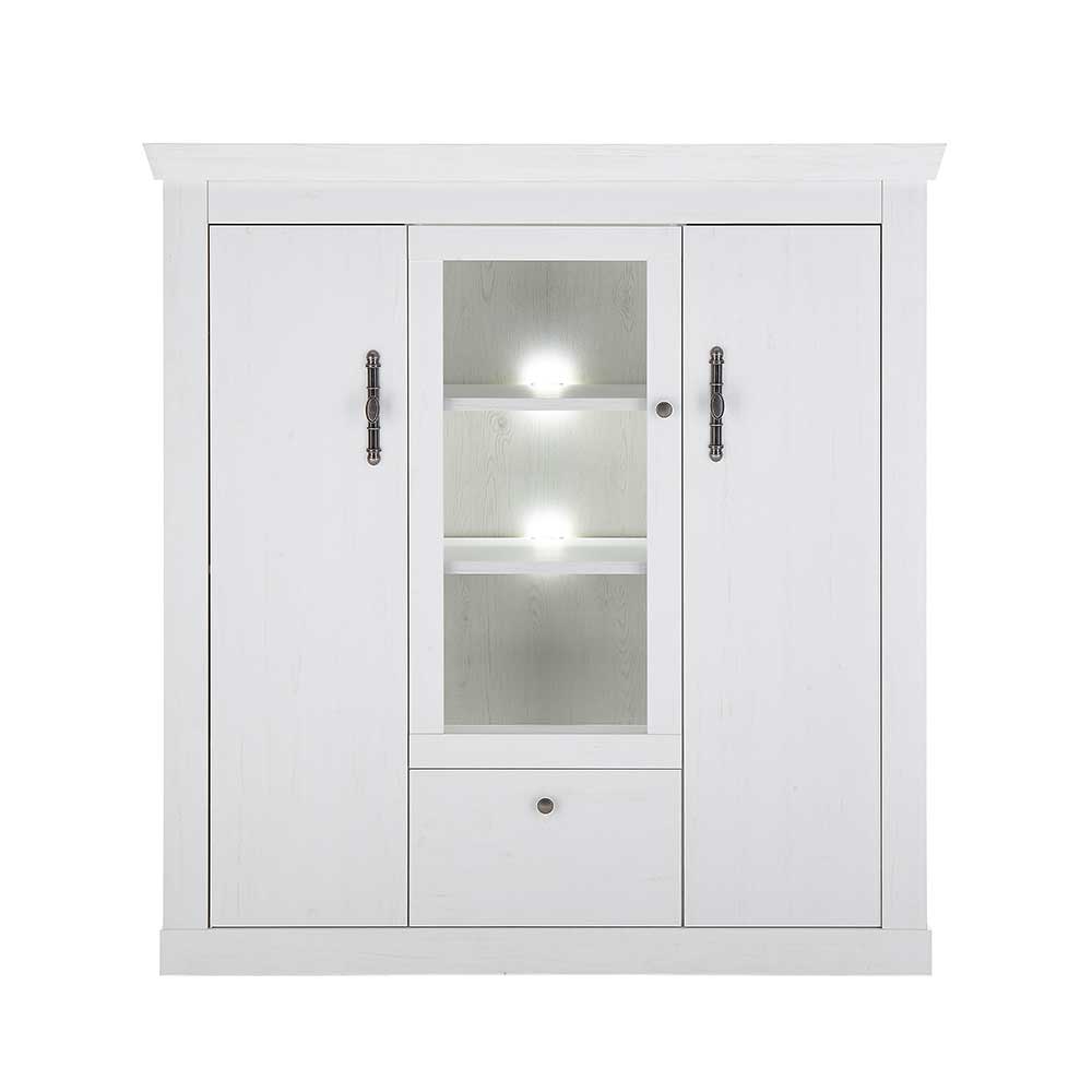 Highboard Vitrine in weißer Holzoptik Pinie - Liancos
