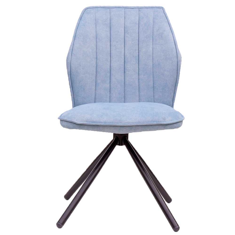 Hellblauer Esstisch-Stuhl mit Metallgestell - Lescalier (2er Set)