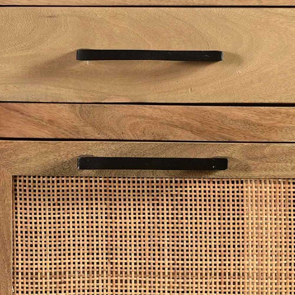 85x91x40 Schuhschrank aus Holz & Rattan Geflecht - Lazianus