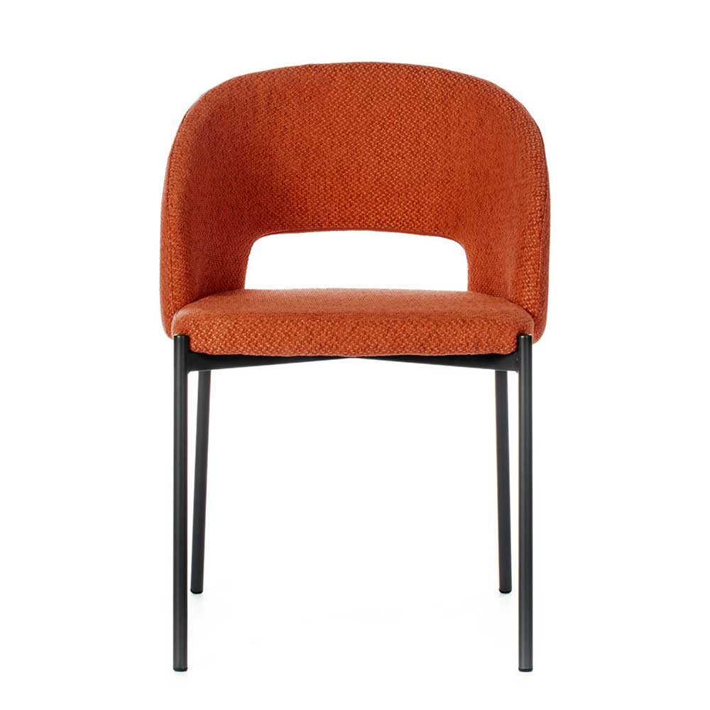 Strukturstoff Polsterstuhl in Orange - Megida (2er Set)