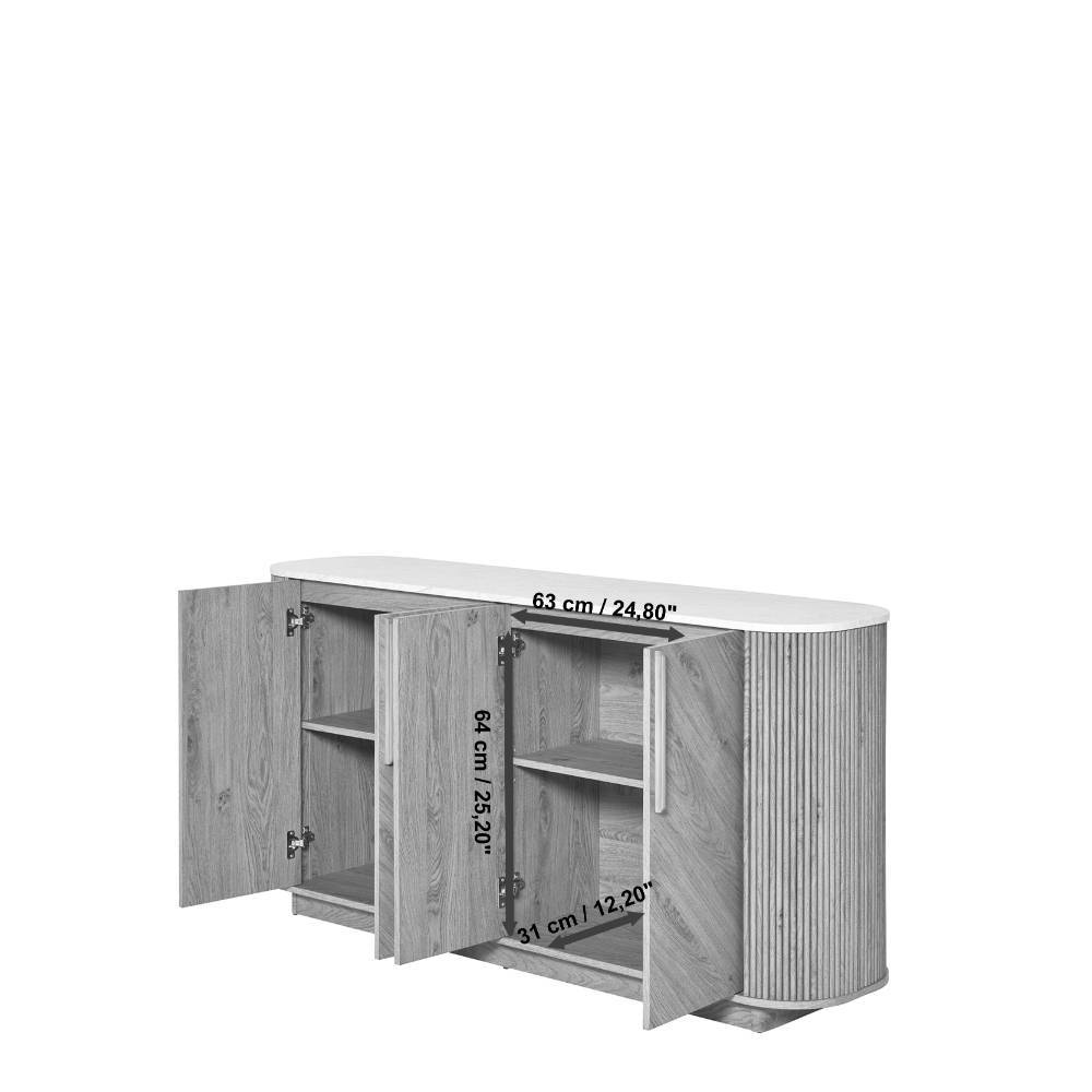Ovales Sideboard in Eiche und Weiß - Fistrana