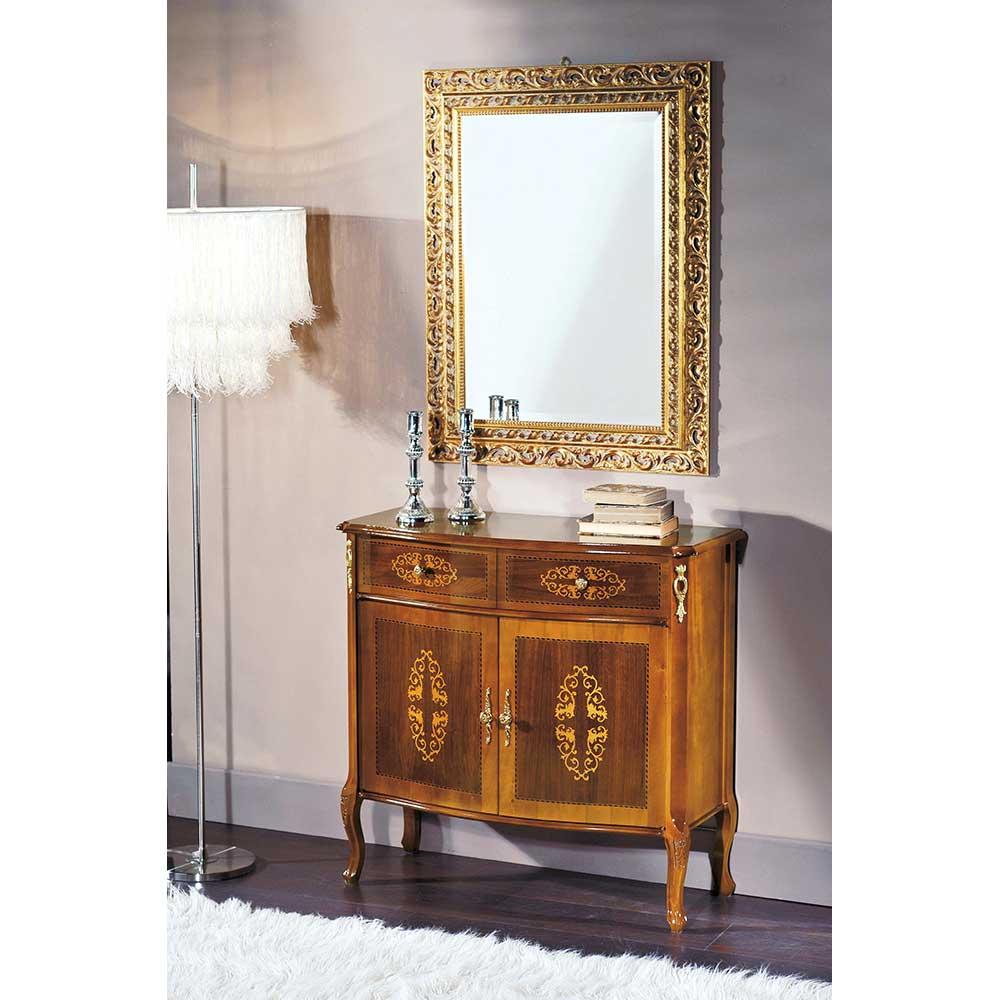 Barock Kommode mit Intarsien und goldenen Details, stilvolle Konsole für Flur oder Esszimmer – Natale