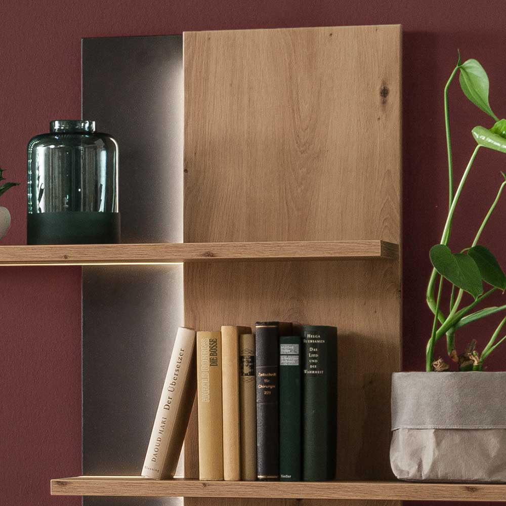 95x118x25 Design Hängeregal in Eiche Optik - Nikdus