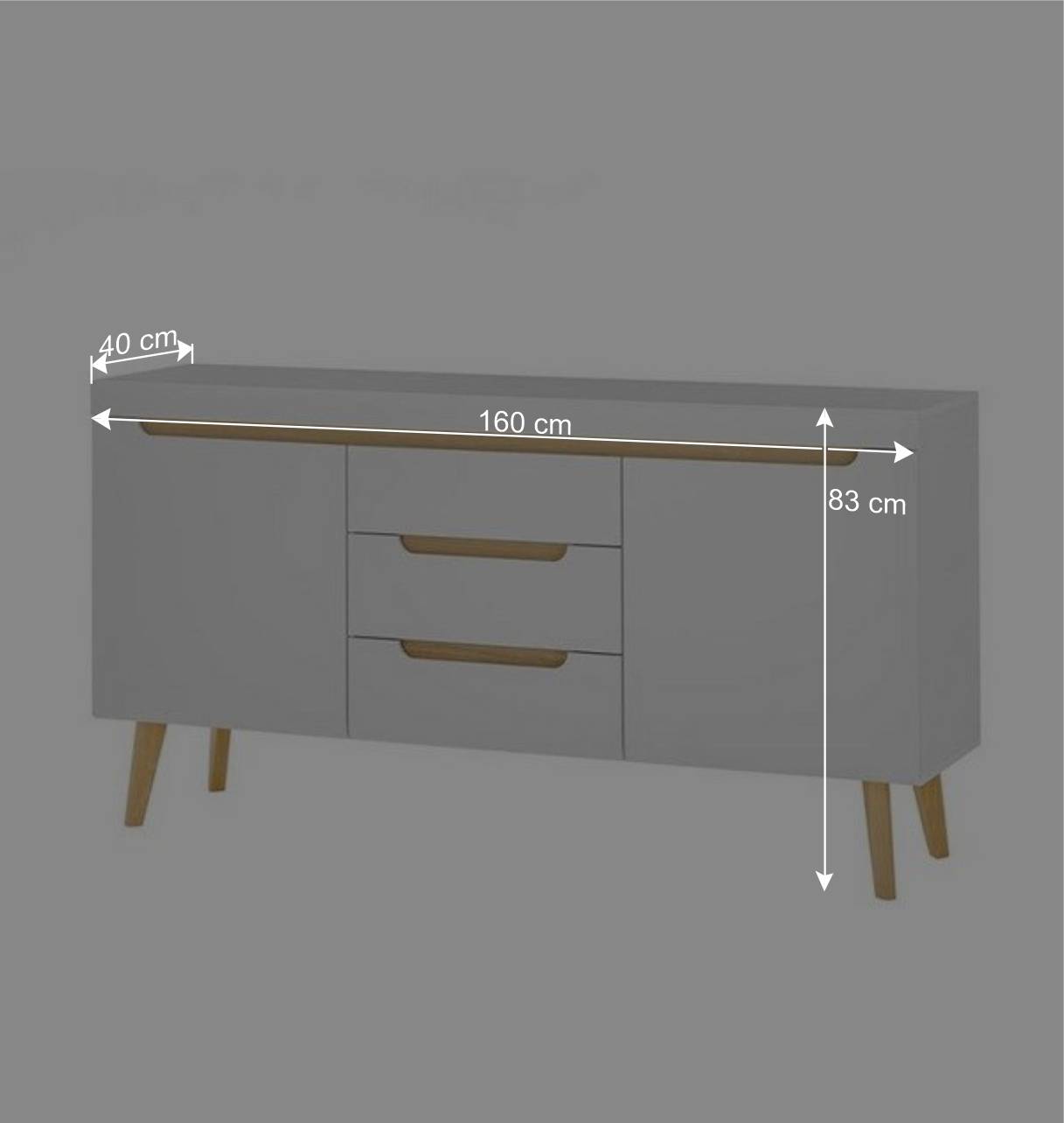 Sideboard mit drei Schubladen und zwei Türen - Ginko