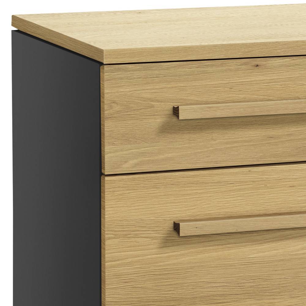 Esszimmerkommode mit zwei Eichendekor-Schubladen und dunkler Seitenwand – National