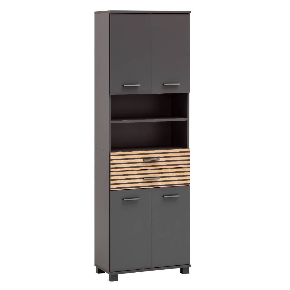 Breiter Bad-Hochschrank in Anthrazit - Zyrian