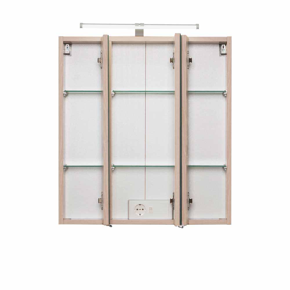 Spiegelschrank mit 3D Effekt in 60cm Breite Blanca 3-türig