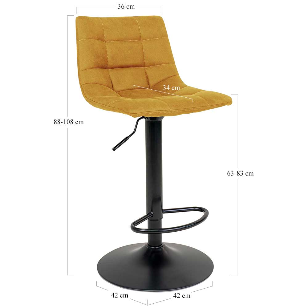 Barstühle in Gelb Microfaser - Marianne (2er Set)