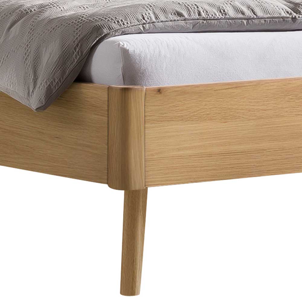 140x200 Bett aus Eiche Hell mit Kunstleder - Zubella