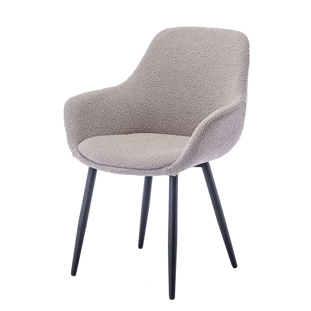 Tischsessel in Taupe aus Boucle Stoff - Kuraico (2er Set)