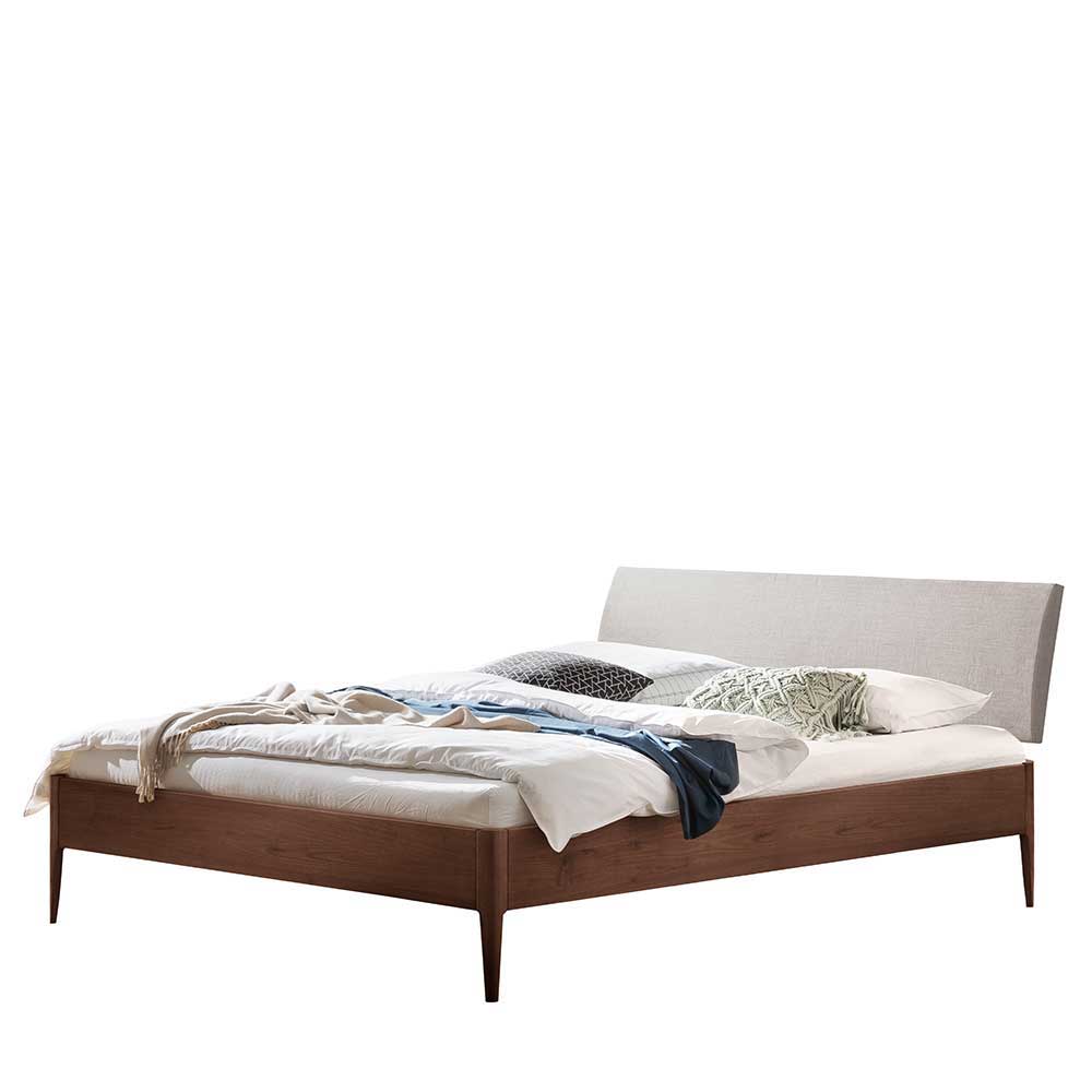 Nussbaum Doppelbett mit Stoff Kopfteil - Filippo