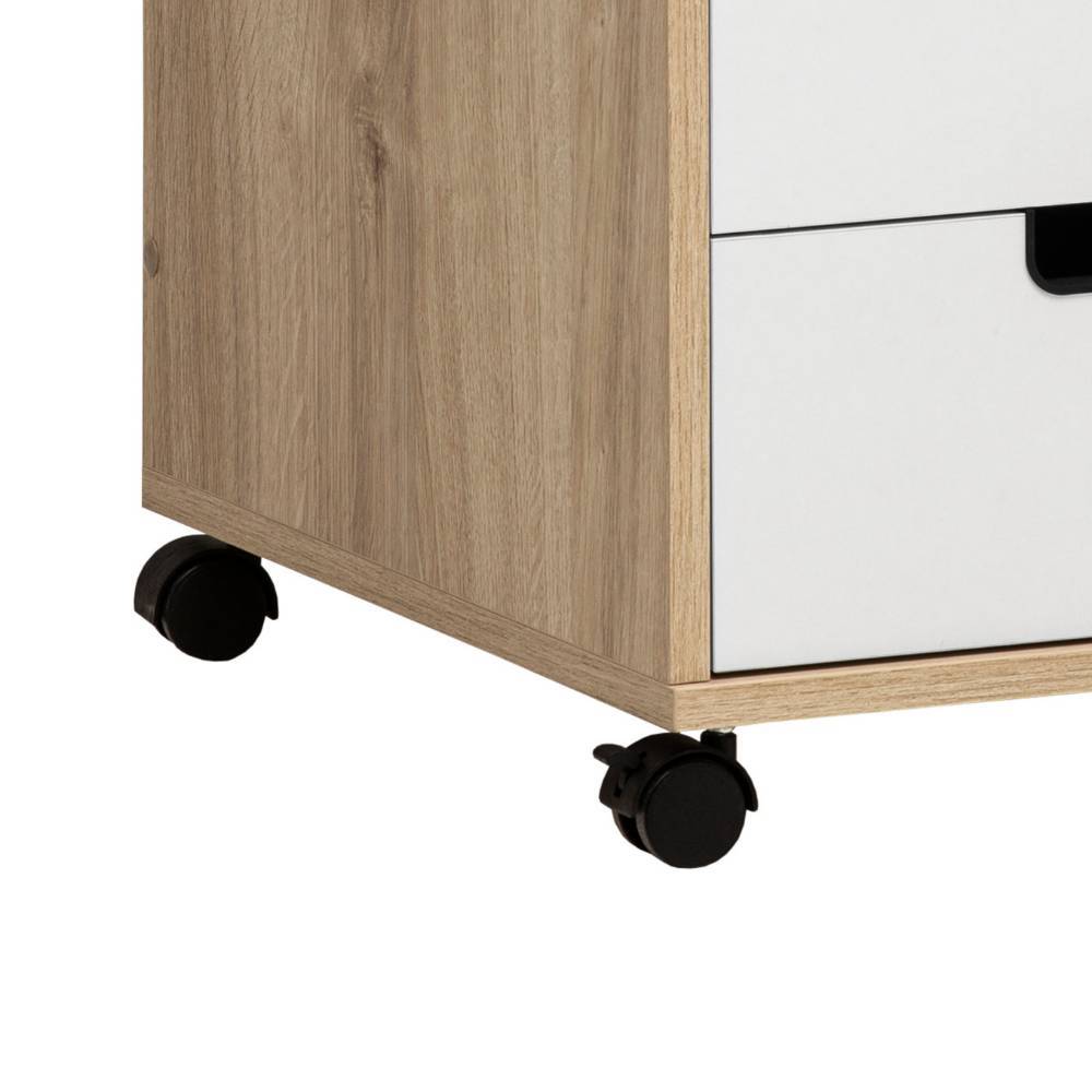Rollen des Rollcontainers in Weißeiche für flexible Platzierung im Arbeitszimmer – Rasita