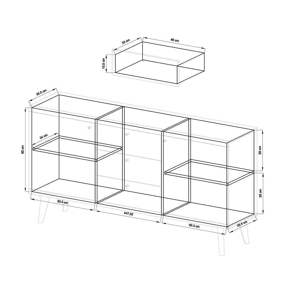 Zweifarbiges Wohnzimmer Möbel Set - Cablos (sechsteilig)