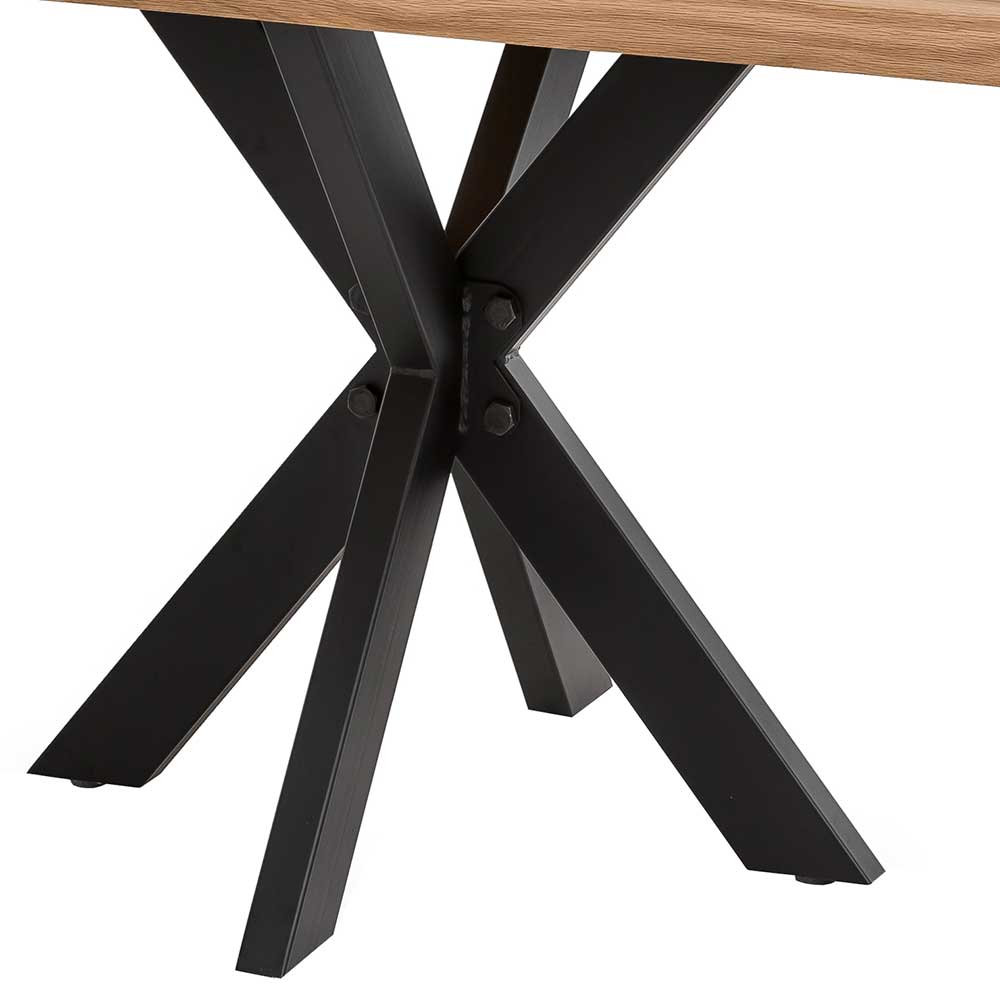 80cm breiter Eiche Esstisch mit Metallgestell - Vledona I