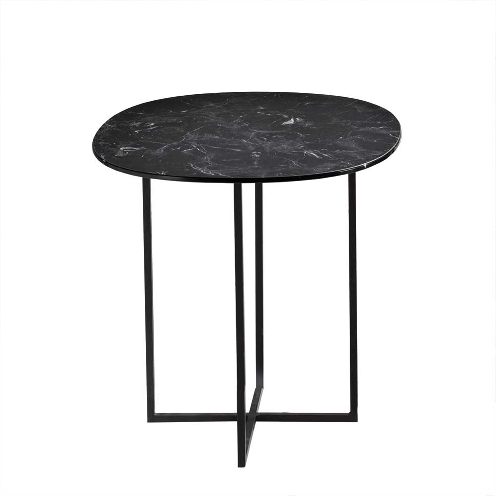 Glas Beistelltisch in schwarzer Marmoroptik - Sidgarus