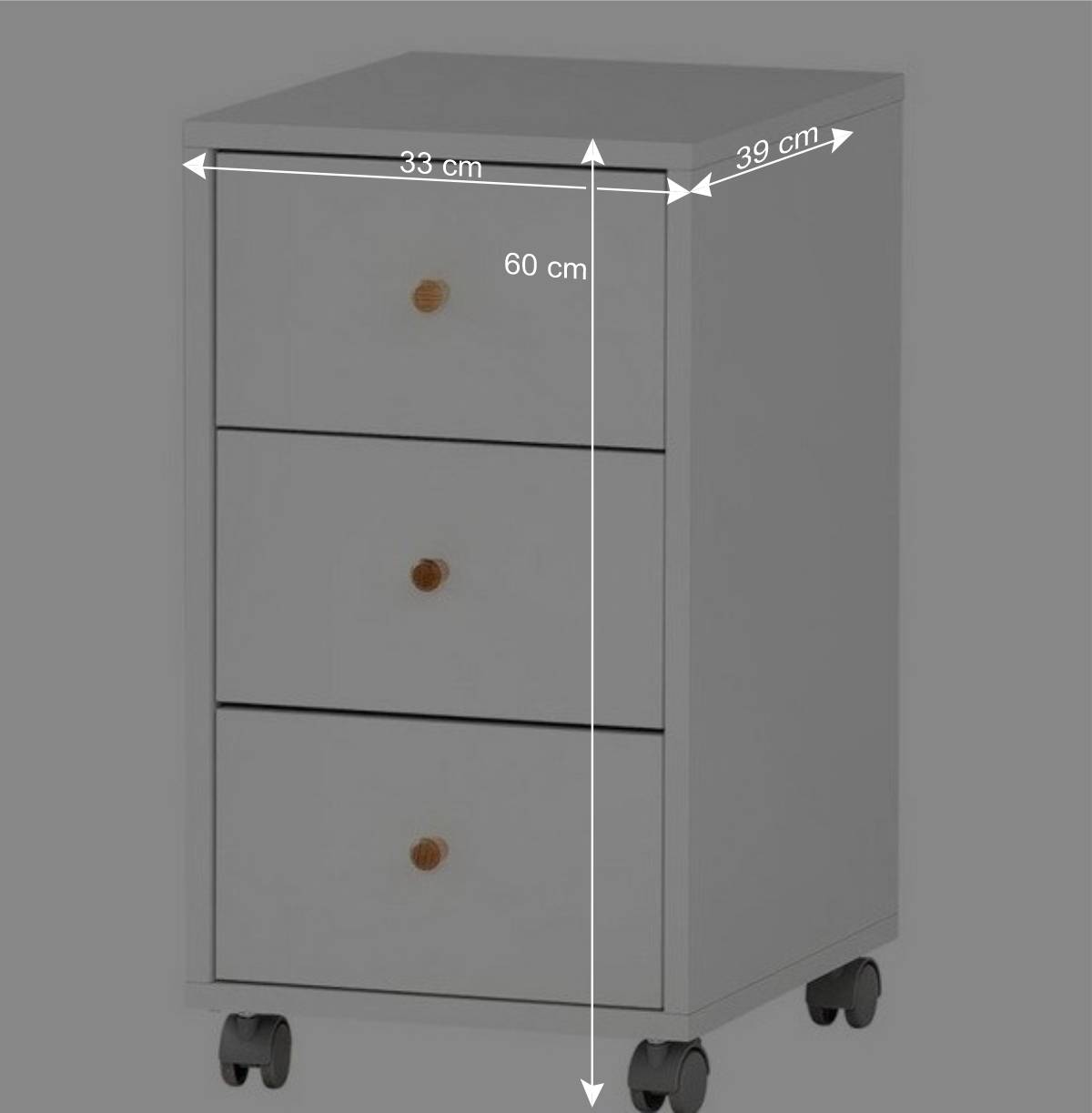 Weißer Schreibtisch-Rollcontainer mit Holzgriffen - Obtin
