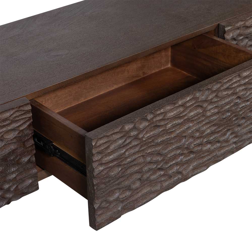 Design TV Lowboard aus Mangoholz in Walnuss Braun - Glancossa