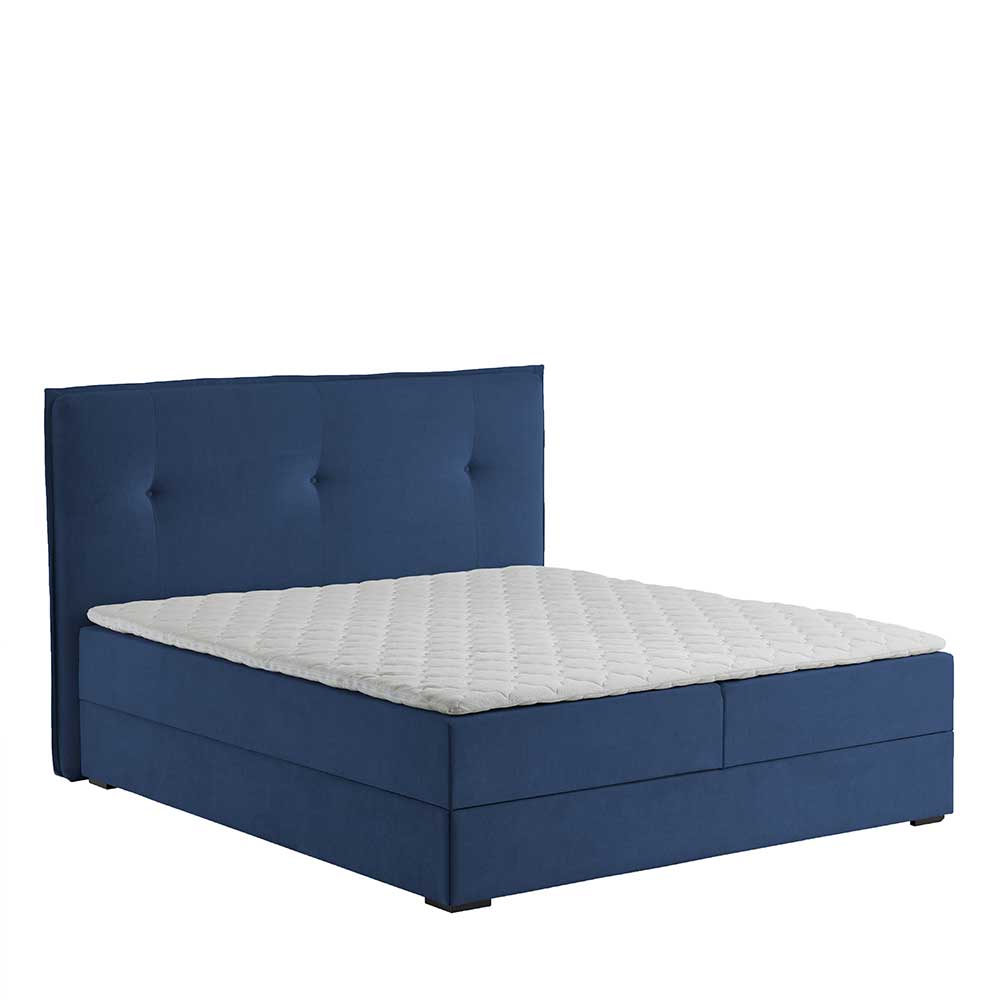 Boxbett Stauraumbett in Blau Webstoff - Vinkoja
