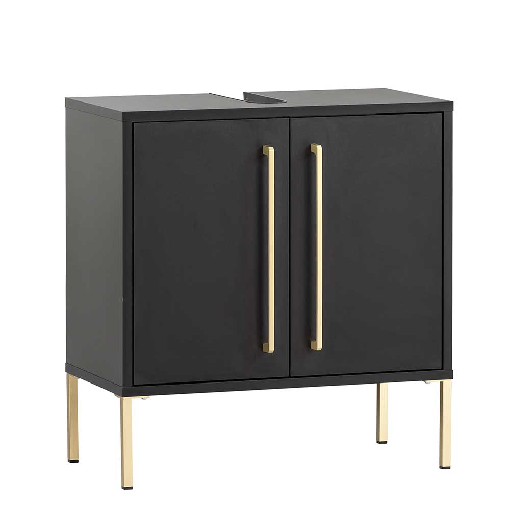 Waschbeckenunterschrank in Schwarz & Gold - Vulcanisa