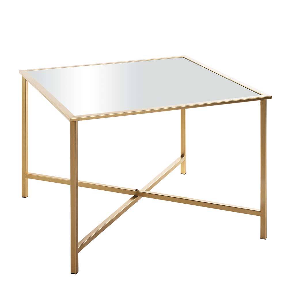 Spiegelglas Couchtisch mit Metallgestell - Remona
