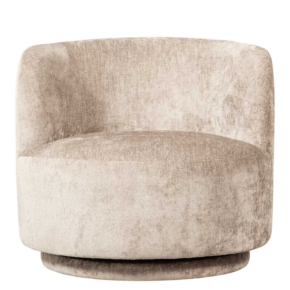 Gerundeter Chenille Wohnzimmersessel in Beige - Paryra