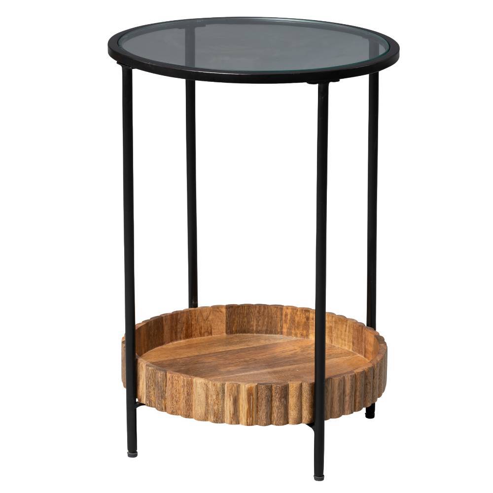 Runder Design-Beistelltisch mit Glasplatte - Luzanos