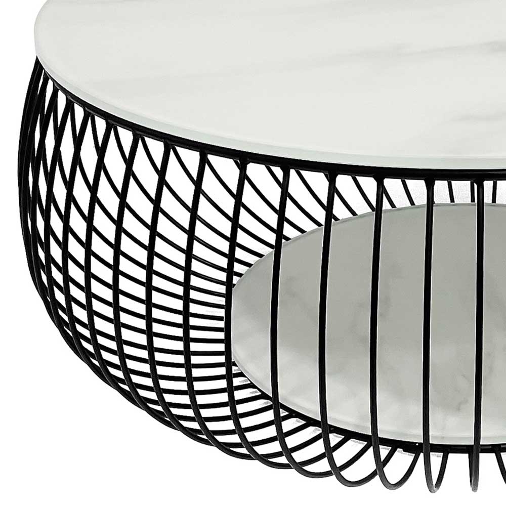 Couchtisch mit Glasplatte in Marmoroptik - Ecdo