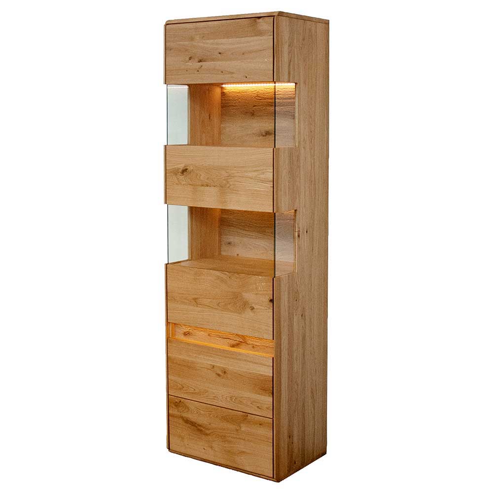 Wildeiche Wohnzimmer Möbel Wohnwand - Acmida (vierteilig)