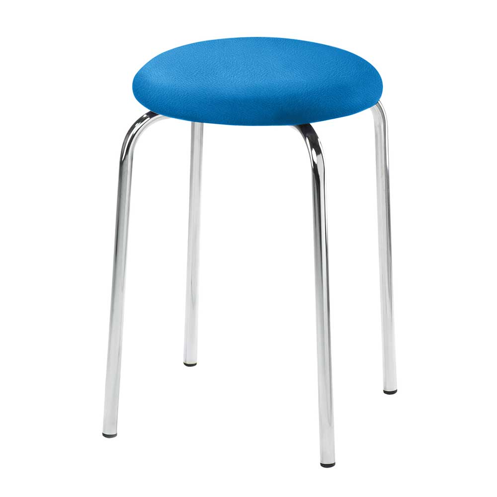 Hocker in Blau & Chrom - Ancloa
