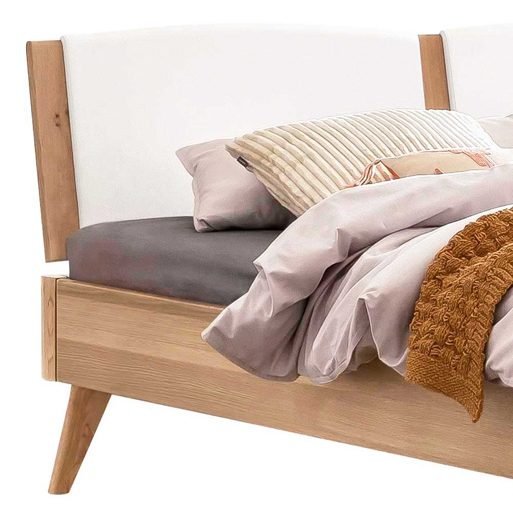140x200 Bett in Eiche Hell und Weiß - Rubiho