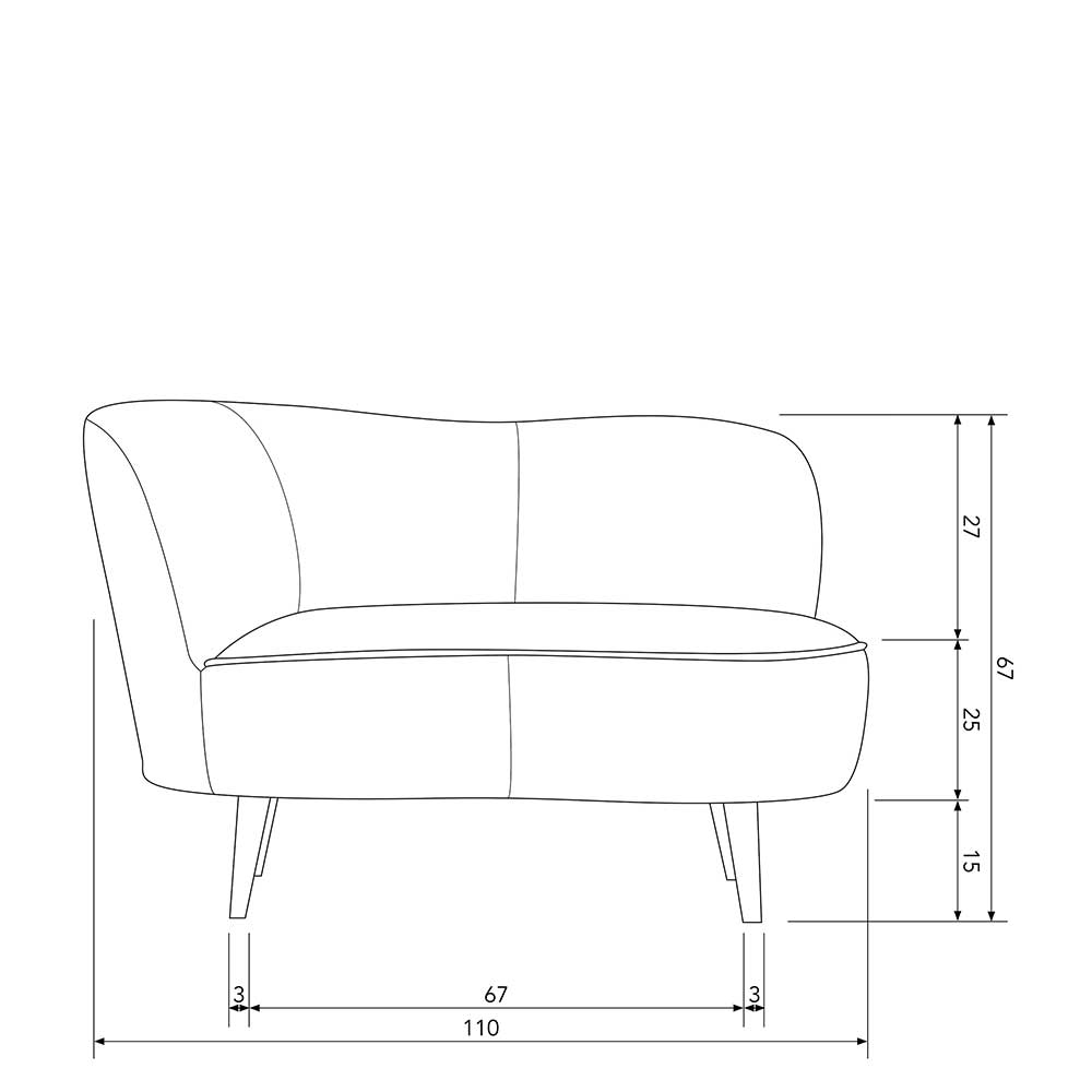 Design Sessel in Khaki Samtbezug - Griffina