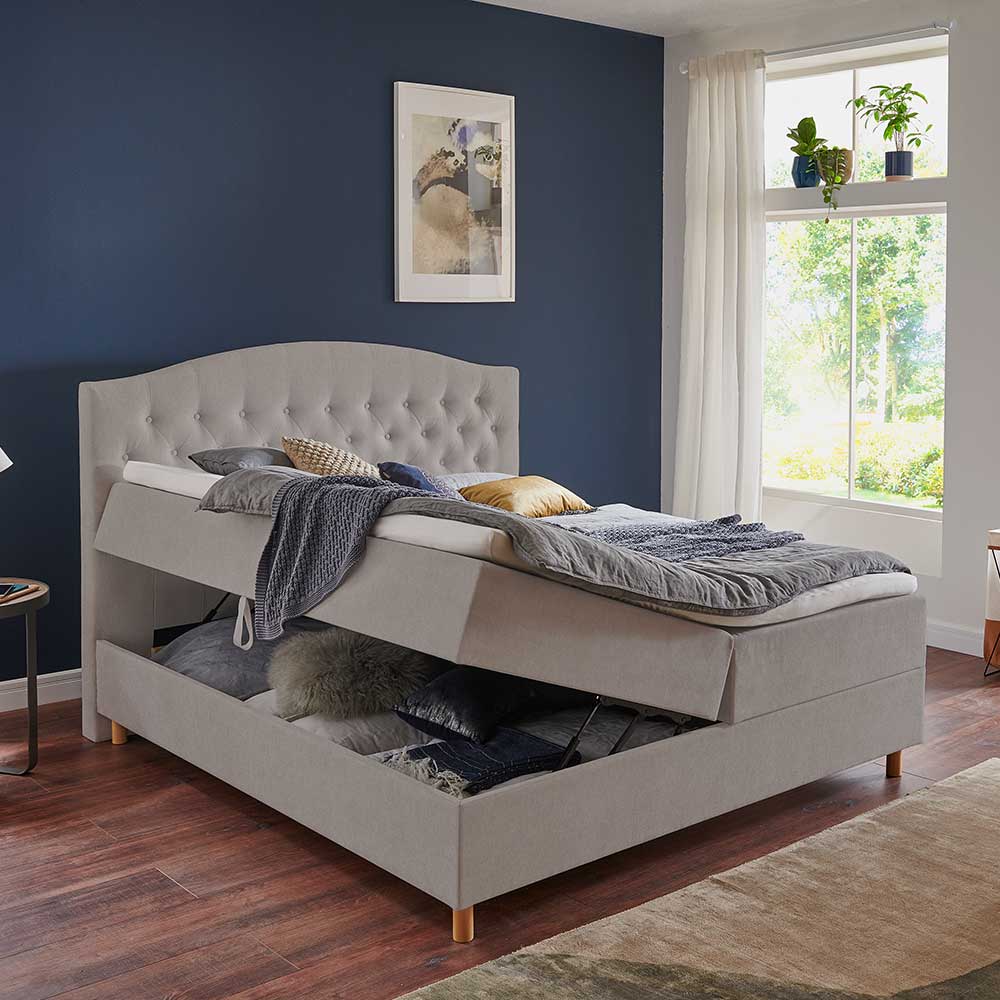 H3 Komplettbett mit Bettkasten in Hellbraun - Furcia