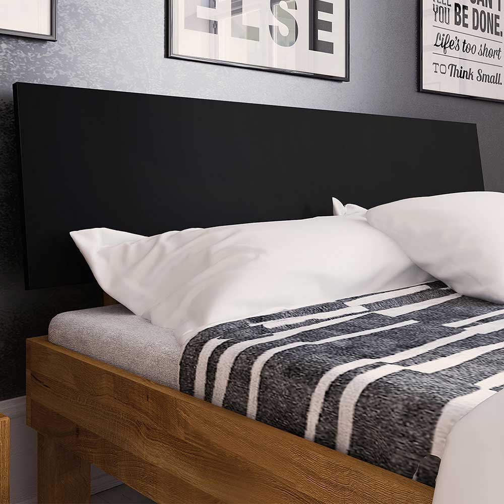 Design Wildeiche Bett & Nachttische - Olbysca (dreiteilig)