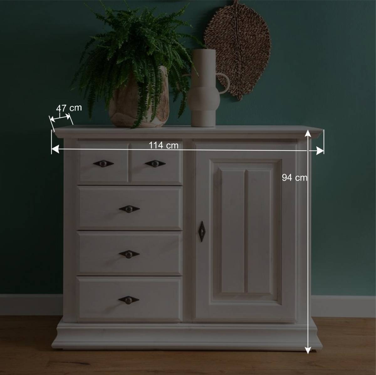 114x94x47 Hohe Kommode im Landhausstil - Beato