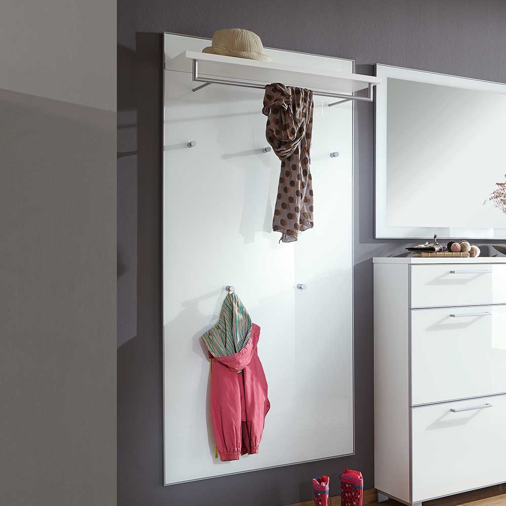 Flurmöbel Set Zoricano in Weiß Glas beschichtet (dreiteilig)